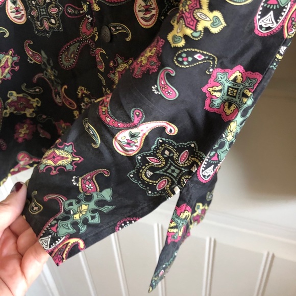 Vintage Anne Pinkerton Paisley Silk Button Up Blouse Paisley Print S - Picture 5 of 10